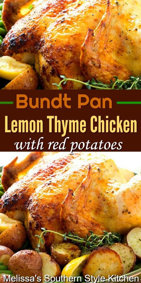 Chicken And Red Potatoes, Chicken With Red Potatoes, Lemon Thyme Chicken, Red Potato Recipes, Thyme Chicken, Lemon Thyme, Pan Chicken, Best Chicken Recipes, Bundt Pan