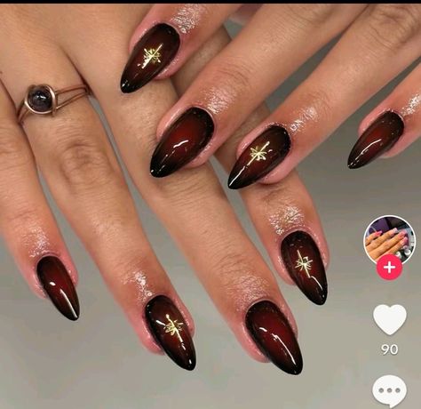 Hand Painted Nails, Red And Gold Nails, Nails Gel Nails, Custom Press On Nails, Graduation Nails, Goth Nails, Painted Nails, Acrylic Press On Nails, Classy Acrylic Nails