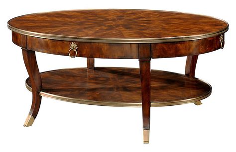 Circles 52" Oval Cocktail Table - Tawny - Theodore Alexander Greek Decor, Classical Furniture, Coffee Room, Interior Decoration Accessories, Home Coffee Tables, English Furniture, Theodore Alexander, Coffee And Cocktail Tables, Contemporary Classic