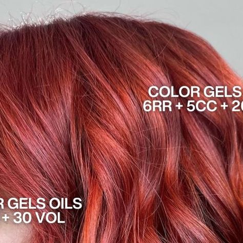 Redken on Instagram: "Need formula inspo for a vibrant, fiery red? We’ve got you covered 🔥 @salon.m78200 🇫🇷 achieved this look with no other than Color Gels Oils. 

Color Gels Oils contains 2% apricot oil for smoother hair, and rejuvenates hair for +78% shine* and +30% condition**. Its liquid texture is perfect for advanced speed in the salon 💛

The #RedkenRecipe:
 💛 Zone 1: Color Gels Oils: 25g 6RR + 25g 5CC + Pro-Oxide Cream Developer 20 volume 
 💛 Zones 2 & 3: Color Gels Oils 7CC + Pro-Oxide Cream Developer 30 volume
🤍 Care: Acidic Bonding Concentrate range
🩶 Styling: Spray Wax

*vs uncolored hair
**vs non-conditioning shampoo" Shampoo For Red Hair, Acidic Bonding Concentrate, Liquid Texture, Best Shampoo, Apricot Oil, Fiery Red, Smooth Hair, The Salon, Red Hair