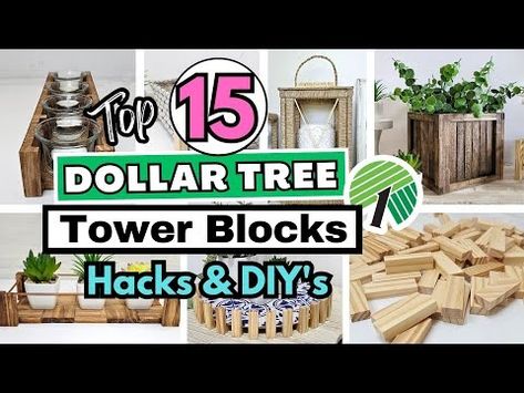 (1) Top 15 DOLLAR TREE DIYS Using TUMBLING TOWER BLOCKS | Jenga Blocks Decor DIYS - YouTube Diy Jenga Blocks Ideas, Wooden Blocks Diy, Jenga Crafts, Organizing Crafts, Dollar Tree Diys, Crafting Videos, Clothespin Crafts, Jenga Blocks, Fall Decor Dollar Tree