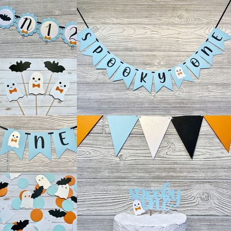 Blue Spooky One Party Package, Our Little Boo Is Turning One, Halloween 1st Birthday Decor, Spooky One Birthday Boy, Fall First Birthday Spooky One Party, Spooky One Birthday, Fall First Birthday, 1st Birthday Decor, Halloween Confetti, Halloween First Birthday, Halloween 1st Birthdays, Spooky One, Christian Birthday