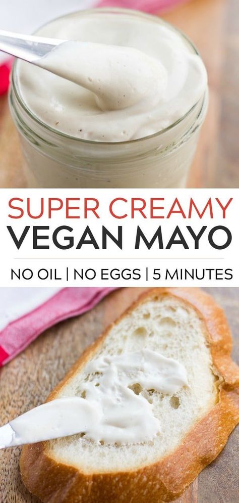 Vegan Mayo Recipe, Vegan Mayonaise, Ella Vegan, Healthy Vegan Dessert, Accidentally Vegan, Vegan Dips, Vegan Tips, Mayo Recipe, Vegan Dressing