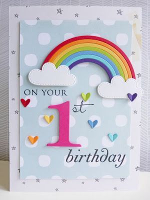 Paint the rainbow Rainbow Birthday Card Ideas, Rainbow Birthday Cards, Rainbow Birthday Card, Rainbow Cards, Baby Birthday Card, First Birthday Cards, Happy 1st Birthday, Birthday Card Craft, Homemade Birthday Cards