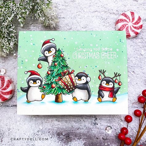 Ideas Navideñas, Penguin Christmas, Climb Trees, Mft Cards, Christmas Card Art, Christmas Card Crafts, Just So You Know, Mft Stamps, Card Drawing