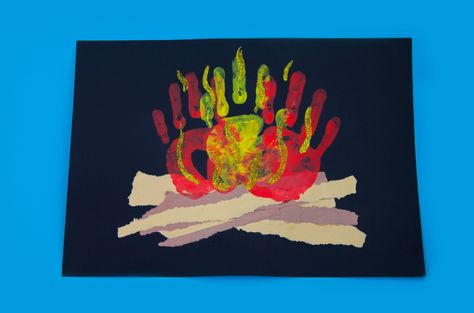 Bonfire hand print art craft! Bonfire Crafts For Kids, Firework Activities, Bonfire Activities, Bonfire Crafts, Firework Crafts, Bonfire Night Crafts, Bonfire Night Activities, Firework Art, Fireworks Craft For Kids