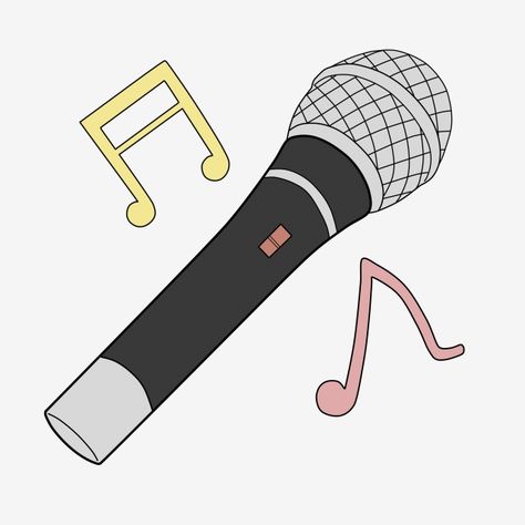 Music Theme Art, How To Draw A Microphone, Microphone Painting, Mic Clipart, Singing Pictures, Cartoon Microphone, Singing Icon, Singing Illustration, Singing Cartoon