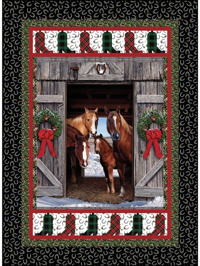 Lap Quilt Patterns, Panel Quilt Patterns, Horse Quilt, Fusible Applique, Farm Quilt, Northcott Fabrics, Christmas Quilt Patterns, Christmas Horses, Quilt Border