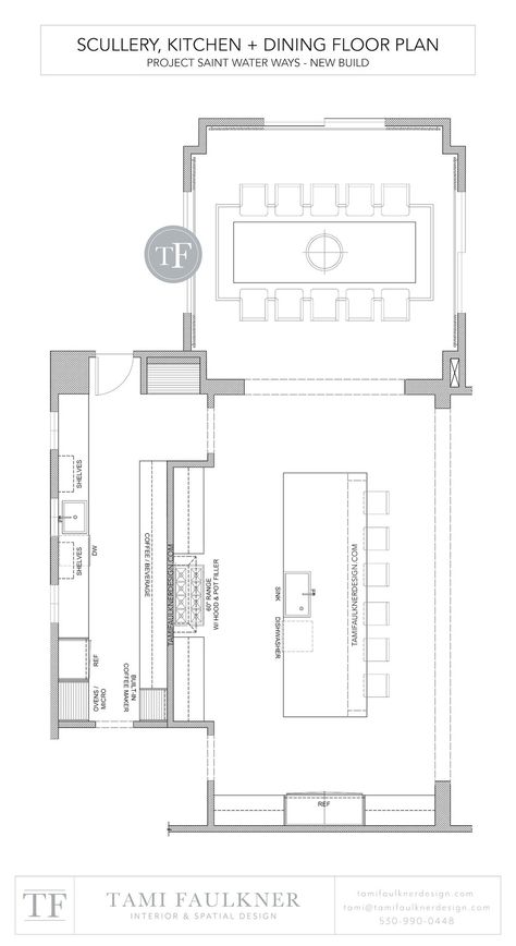 Kitchen Sink Under Window House Plans, Narrow Kitchen Floor Plans, Small Prep Kitchen Pantry, Prep Kitchen Design Floor Plans, Tami Faulkner Design, Scullery Pantry Ideas, House Plans With Scullery Kitchens, Scullery Kitchen Floor Plan, Kitchen With Scullery Layout