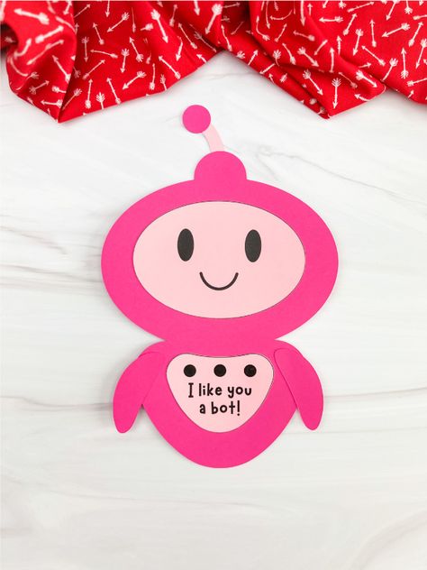 Valentine Robot, Valentine Wreath Craft, Valentines Robots, Clever Valentines, Monkey Valentine, Valentine Card Crafts, Robot Craft, Conversation Hearts Candy, Monkey Crafts