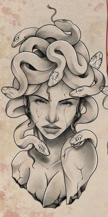 Medusa Flash Tattoo, Madusa Drawings Beautiful, Medusa Tattoo Stencil, Medusa Artwork, Illusion Tattoo, Medusa Drawing, Japanese Snake Tattoo, Illusion Tattoos, Optical Illusion Tattoos