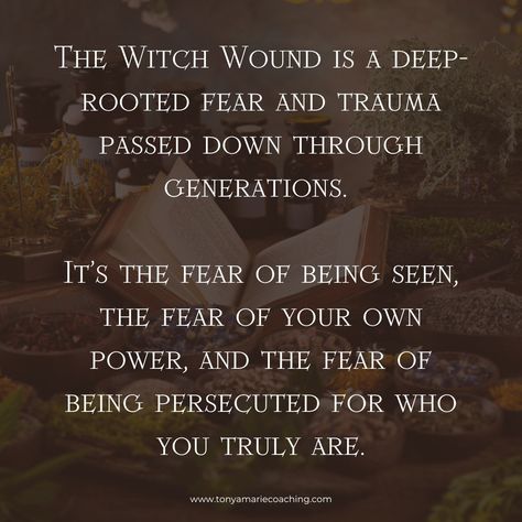 Have you ever felt like you’re holding back, afraid to fully step into your power? That might be the Witch Wound at work. 🌑 The Witch Wound is a deep-rooted fear and trauma passed down through generations. It’s the fear of being seen, the fear of your own power, and the fear of being persecuted for who you truly are. This wound manifests in many ways: self-doubt, fear of judgment, hiding your true self, and avoiding your innate gifts. It’s not just about witchcraft—it affects anyone who has... Witch Wound Healing, Witch Wound, Step Into Your Power, Spiritual Words, Baba Yaga, Wound Healing, True Self, Shadow Work, The Fear