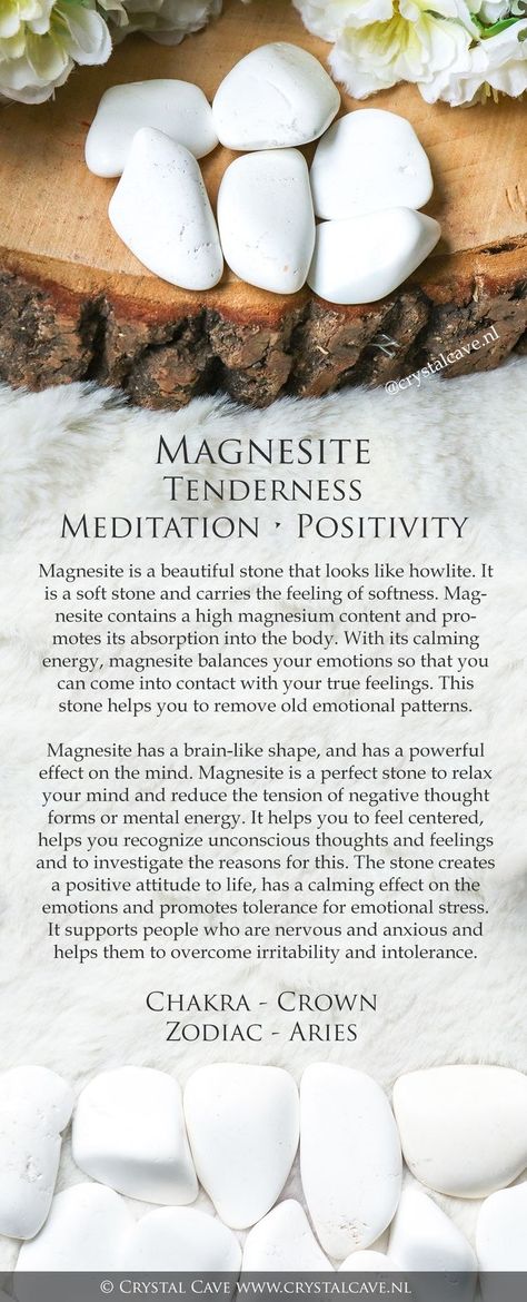 Magnesite Meaning, Magnesite Crystal, Crystal Identification, Crystal Cave, Crystals Healing Properties, Zodiac Aries, Spiritual Crystals, Crystal Therapy, Crystal Healing Stones