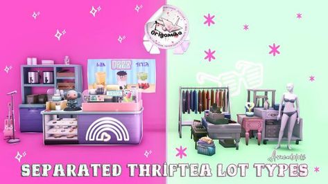 Mod Separated ThrifTea Lot Types - ModsLab victory Sims 4 Bubble Tea, Grid Skirt, Bubble Tea Shop, Mod Hair, Sims Building, High School Years, The Mod, Cottage Design, All Games