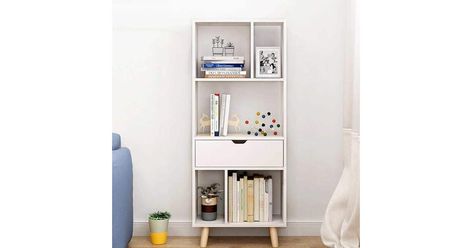 Buy 123cm Height Floor Bookcase Storage Shelves Organizer + Drawer Furniture Display Stand Holder Home Decor from Matt Blatt. 〖Package included〗 1 x Bookcase Instruction is not included. Hope a nice day! 〖Specification〗 Material: Density Board（1.2cm thickness） Color: White Drawer: Single Load Bearing: 7.5kg Size : (L) x (W) x (H) 50 × 24 × 123 cm / 20 × 9 × 48 inch (appr.) 〖Features〗 Assembly required. It is great for books storage. Constructed of density board material, stab Bookshelf Divider, Shelf Tall, Cube Bookshelf, White Bookshelf, Room Divider Shelves, Shelving Display, Living Room Storage Cabinet, Home Office Modern, Bookcase With Drawers