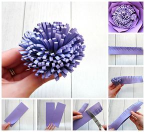 How to make a pompom center for large paper flowers Paper Flower Centers, Large Paper Flowers Diy, Big Paper Flowers, Giant Paper Flowers Diy, Giant Paper Flowers Template, Diy Flores, Fleurs Diy, Folding Origami, Paper Flower Wall Decor