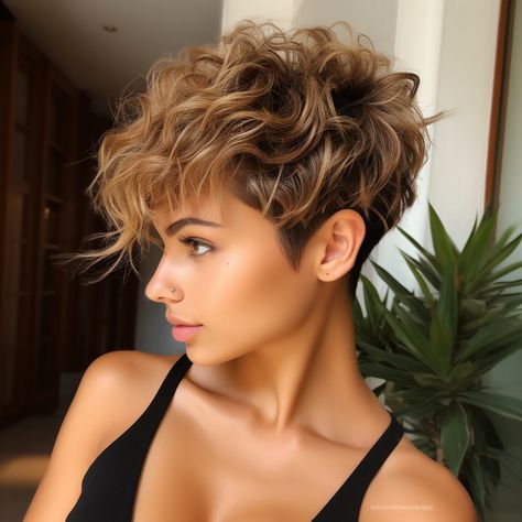 Fun Short Curly Haircuts, Pixie Cuts For Curly Hair, Pixie Hairstyles Curly Hair, Short Curly Pixie Hairstyles, Curly Hairstyle 2024, Curly Haircut 2024, 2024 Curly Hair Trends, 2024 Short Curly Hair Cuts, Curly Faux Hawk