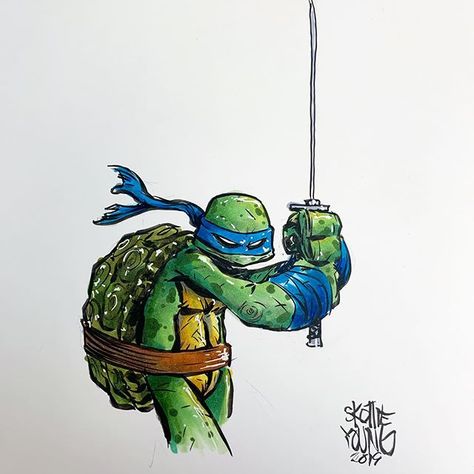 skottie young (@skottieyoung) • Instagram photos and videos Michaelangelo Tmnt, Teenage Mutant Ninja Turtles Comic, Ninja Turtles Comic, Ninja Turtle Drawing, Leonardo Tmnt, Skottie Young, Arte Nerd, Teenage Mutant Ninja Turtles Artwork, Young Art