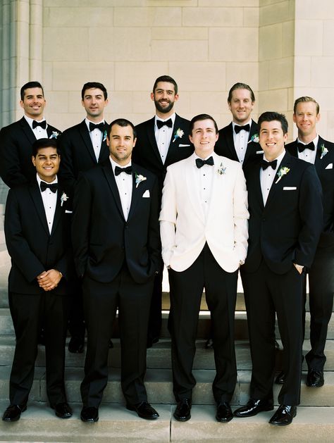 Tuxedo Wedding Groomsmen, Wedding Motif, Monochromatic Wedding, Photo Checklist, Wedding March, Groomsmen Looks, Black And White Wedding Theme, Black And White Tuxedo, White Wedding Theme