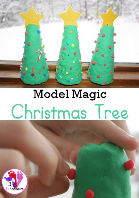 Model Magic Christmas Crafts, Model Magic Clay Ideas Christmas, Model Magic Christmas, Model Magic Ideas, Model Magic Clay Ideas, Fine Motor Christmas, Magic Christmas Tree, Christmas Preschool, Winter Art Lesson