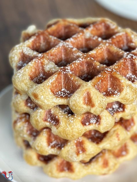 The Liege Waffles, by chef Conticini Donut Waffles, Waffle Variations, Leige Waffles Recipe, Sourdough Belgian Waffle Recipe, Liege Waffles, Leige Waffles, Canele Recipe, Belgian Liege Waffle Recipe, Belgian Leige Waffles