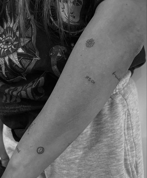 Minimalist Tattoos On Arm, Minimalist Tattoo Fine Line, Fineline Tattoo Sleeve Woman, Small Tattoo Fine Line, Small Fine Line Tattoo Women Arm, Tiny Arm Tattoo Placement, Micro Mom Tattoo, Tiny Tattoo Sleeve Women, Fineline Arm Tattoos For Women