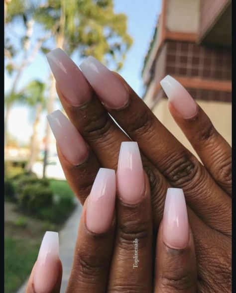 Coffin Ombre Nails Designs, Cute Summer Nail Colors, Summer Nude Nails, Plain Summer Nails, Short Coffin Nails Summer, Nail Colors For Dark Skin, Summer Ombre Nails, Plain Acrylic Nails, Nail Base