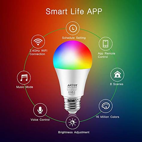 AXTEE Smart WiFi Light Bulb, RGBW Dimmable Color Changing LED Bulbs E26 7W(60W Equivalent)with Remote Control, No Hub Required, Compatible with Alexa, Echo,Google Home and IFTTT for Home/Party(3 Pack), #Ad #LED, #sponsored, #Changing, #Color, #Bulbs Gothic Decor Bedroom, Gothic Bedroom, Smart Bulb, Alexa Echo, Smart Bulbs, Life App, Smart Light Bulbs, White Lights, Juice Bar