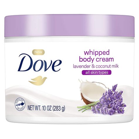 Dove Whipped Lavender and Coconut Milk Body Cream Dove Body Cream, Whipped Body Cream, Body Creams, Cream For Dry Skin, Light Touch, Body Exfoliator, Moisturizer For Dry Skin, Cream Lotion, Skin Cream