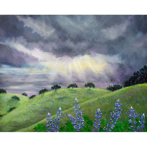 Lupines After a Spring Storm Original Painting Skyscape Art, Storm Painting, Painting Ideas Easy, Easy Acrylic Painting, Simple Acrylic Paintings, Easy Watercolor, Art Kits, Beginner Painting, Mini Canvas Art