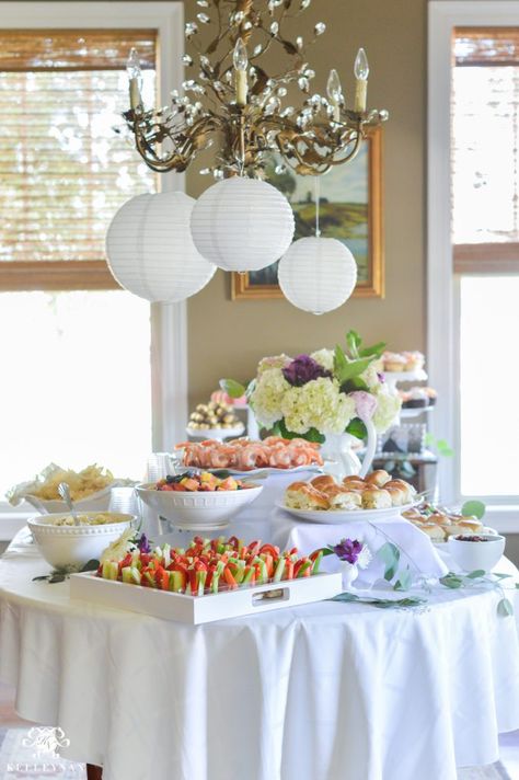 Ideas to Throw an Indoor Garden Party Bridal Shower | Kelley Nan Bridal Shower Food Table, Indoor Garden Party, Garden Party Bridal Shower, Fishing Pond, Garden Bridal Showers, Gardens Ideas, Address List, Pond Ideas, Bridal Shower Tables