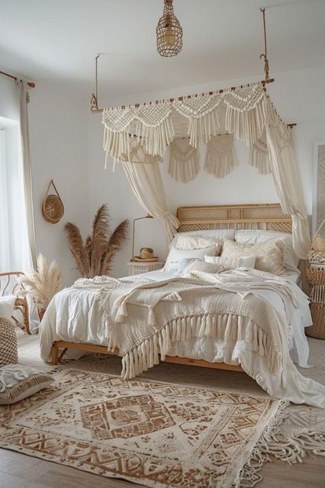 Macrame Interior, Soft Room, Farm Bedroom, Deco Boho, Bedroom Trends, Dekorasi Kamar Tidur, Cozy Room Decor, Bedroom Refresh, Room Makeover Bedroom