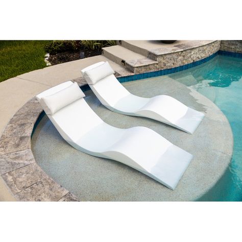 Wrought Studio™ In-pool Chaise Lounger For 0-9 In. Of Water (classic White) | Wayfair Mermaid Pool, Pool Chaise, Pool Lounge Chairs, Chaise Lounger, Pool Lounge, Outdoor Chaise, Outdoor Chaise Lounge, Pool Deck, White Houses