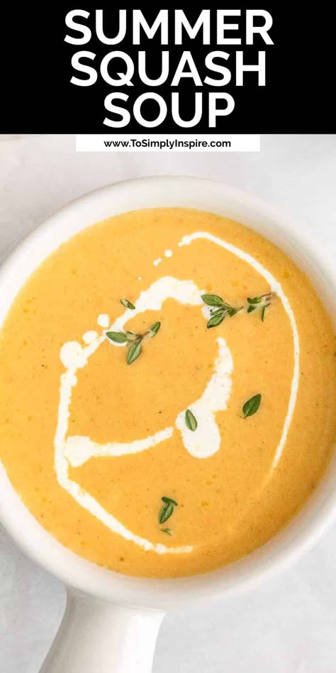 Squash Soup Recipe Easy, Summer Squash Soup, Yellow Squash Soup, Mix Vegetable Recipe, Yellow Squash Recipes, Squash Soup Recipe, Summer Soup, Soy Free Recipes, Pureed Soup