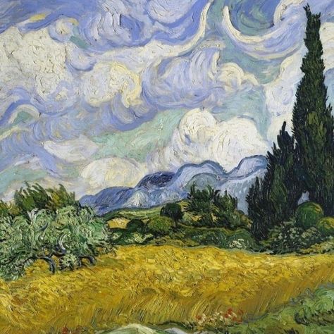 Wheat Field With Cypresses, فنسنت فان جوخ, Van Gogh Landscapes, Arte Van Gogh, Wheat Field, Art Calendar, Van Gogh Paintings, Dutch Painters, Van Gogh Art