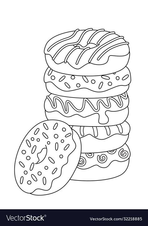 Donut Coloring Page, Stitch Coloring Pages, Vector Doodle, Food Coloring Pages, Pantone Colour Palettes, Coloring Page Ideas, Coloring Pages For Boys, Doodle Coloring, Easy Coloring Pages