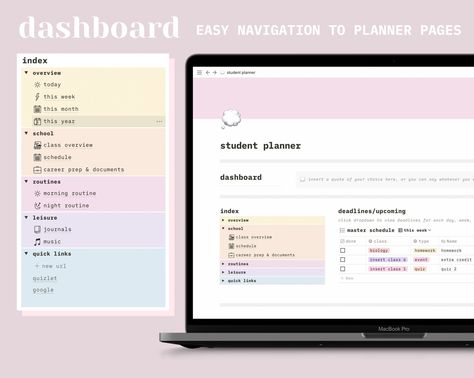 notion template ideas for students Assignment Tracker Template, Homework Template, Master Schedule, Pretty Desk, Assignment Tracker, Notion Inspo, Notion Ideas, Websites For Students, Grade Tracker