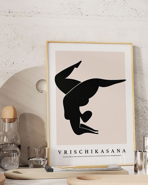 Mastering Vrischikasana – Scorpion Pose Print for Yoga Lovers Discover the elegance of Vrischikasana (Scorpion Pose) in this minimalist black-and-white print. This artwork beautifully captures the balance and strength required for this advanced yoga posture, making it a perfect addition to any yoga enthusiast’s space. Ideal for those who appreciate both the art of yoga and minimalist design, this print radiates grace and focus. Elevate your home or studio decor with this tribute to one of yo... Yoga Studio Interior, Scorpion Pose, New Zealand Houses, Yoga Space, Studio Interior Design, Advanced Yoga, Yoga Art, Studio Interior, Yoga Postures