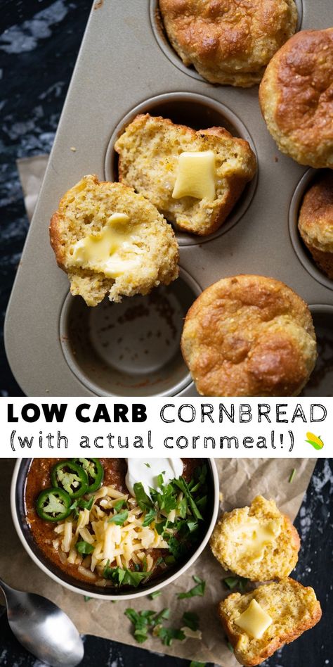 Low Carb Cornbread (with actual cornmeal!) #ketorecipes #keto #ketodiet #lowcarb #cornbread Low Carb Cornbread, Keto Cornbread, Low Sugar Dinners, Low Sugar Diet Recipes, Cornbread Recipes, Healthy Low Fat Recipes, Dinner Recipes Healthy Low Carb, Low Carb Soup Recipes, Pizza Crusts