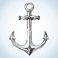 Ship Anchor Drawing, Anchor Drawing Easy, How To Draw Anchor, Anchor Line Art, How To Draw An Anchor, Anchor Drawing Simple, Anchor Reference, Anchor Tattoo Stencil, Anchor Doodle