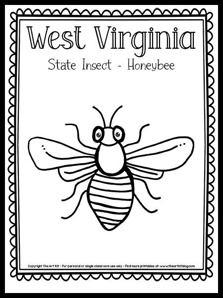 Insect Drawing, Insect Coloring Pages, Free Homeschool Printables, State Of Kansas, Homeschool Geography, The 50 States, Nebraska State, South Dakota State, State Symbols