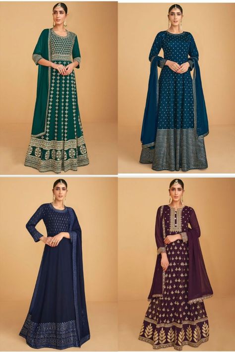 Georgette Suits, Silk Anarkali Suits, Silk Anarkali, Anarkali Salwar, Embroidered Wedding, Anarkali Suit, Anarkali Suits, Salwar Suit, Uk Fashion