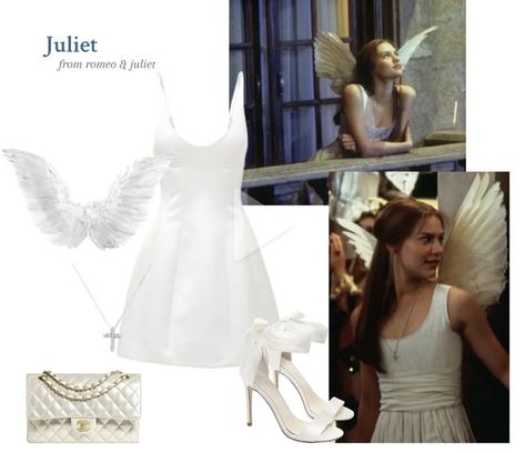 Show White Costume, Juliet From Romeo And Juliet, White Costume Women, White Dress Halloween, Disneyland Ootd, Juliet Costume, Romeo And Juliet Costumes, Ideas Disfraz, Hallowen Ideas