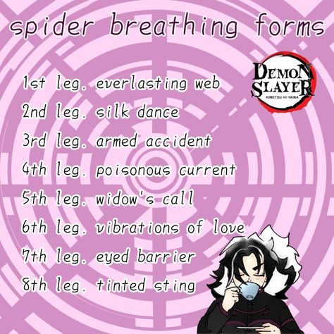 Demon Slayer Name Ideas, Custom Breathing Styles Demon Slayer Oc, Breathing Forms Demon Slayer, Blood Demon Art Ideas Demon Slayer, Demon Slayer Breathing Styles Ideas, Demon Slayer Oc Name Ideas, Spider Demon Oc, Kny Oc Breath Styles, Demon Slayer Oc Breathing Techniques