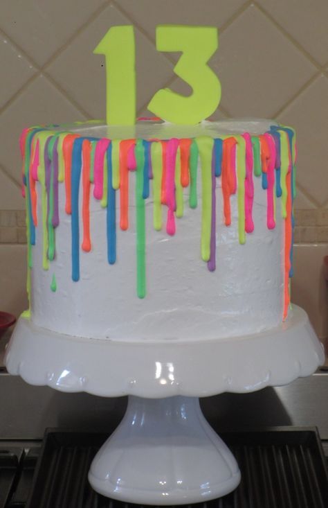 Glow In The Dark Cake, Dark Cake, Number 13, Drip Cake, Double Barrel, In The Dark, Glow In The Dark, Raspberry, Barrel