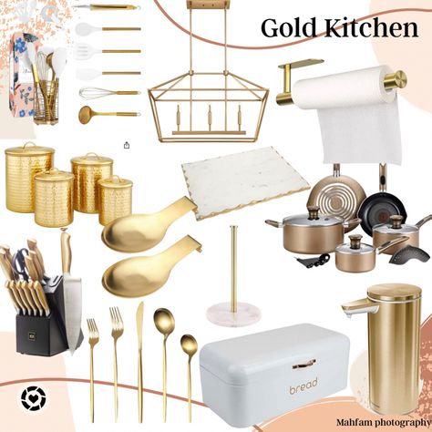 Gold kitchen accessories ⭐️⚜️ #goldkitchen #goldaccessories #goldandwhite #goldandblack #modernkitchen Follow my shop @MahfamB on the @shop.LTK app to shop this post and get my exclusive app-only content! #liketkit #LTKfamily #LTKhome #LTKunder100 @shop.ltk http://liketk.it/3tbAx Gray And Gold Kitchen, White And Gold Kitchen Decor, Golden Kitchen, Gold Kitchen Accessories, Spice Mill, Kitchen Finds, Gold Kitchen, Gold Accessories, Champagne Gold