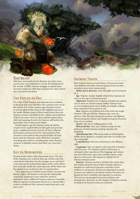 Dinosaur race Fighter Archetype, Martial Archetype, Dnd Archetypes, Dnd Fighter, 5e Races, Homebrew Classes, Dungeons And Dragons Rules, Dungeons And Dragons Races, Dnd Homebrew