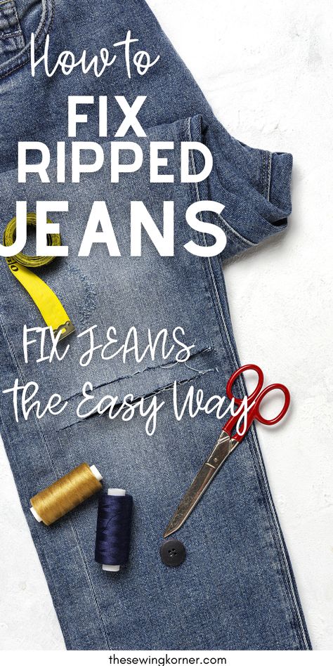 Learning how to fix ripped jeans’ knees can be a challenge because a hole at the knee is a little different than a small tear or rip on another area of the jeans. This is a tad different than learning how to fix a hole in jeans that is only a small hole. Repair Ripped Jeans Knee, Ripped Jeans Tutorial, Fix Ripped Jeans, Frayed Jeans Diy, Hole In Jeans, Jean Repair, How To Patch Jeans, Jeans Tutorial, Repair Jeans