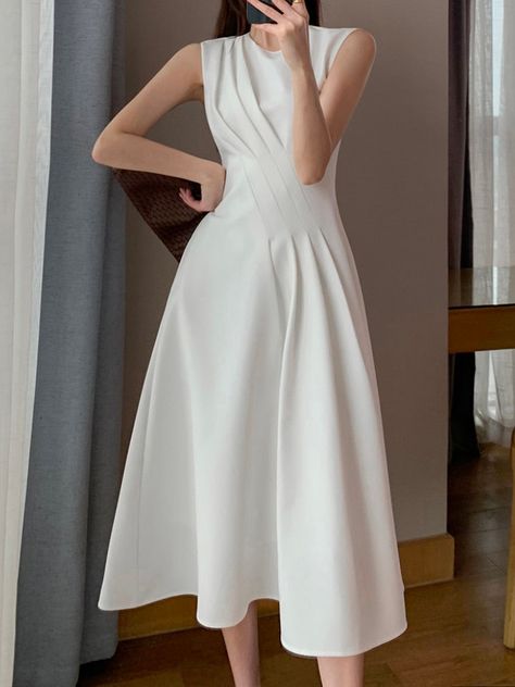 White tea length dress