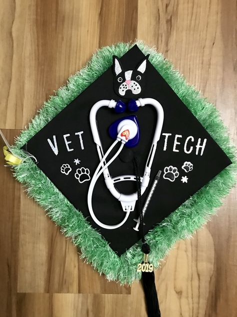 Vet Tech Cap Ideas, Vet Med Graduation Cap, Vet Tech Graduation Cap, Tech Graduation Cap, Vet Tech Graduation, Veterinarian Student, Senior 25, Vet Tech Student, Sr 25